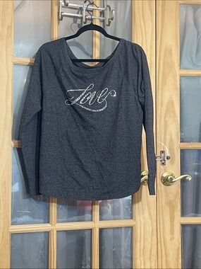 167. Victoria's Secret Dark Gray Rhinestone "Love" Long-Sleeve Tee NWT.